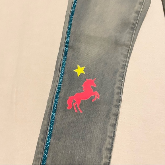 Gap Kids Glitter Graphic Skinny Jeans with Stretch Size 8 - Picture 4 of 16